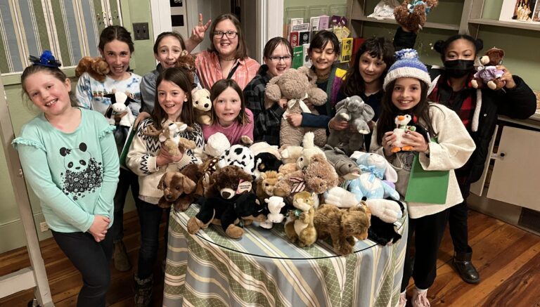 BCC members with the stuffed animals they are donating to Berkshire Medical Center